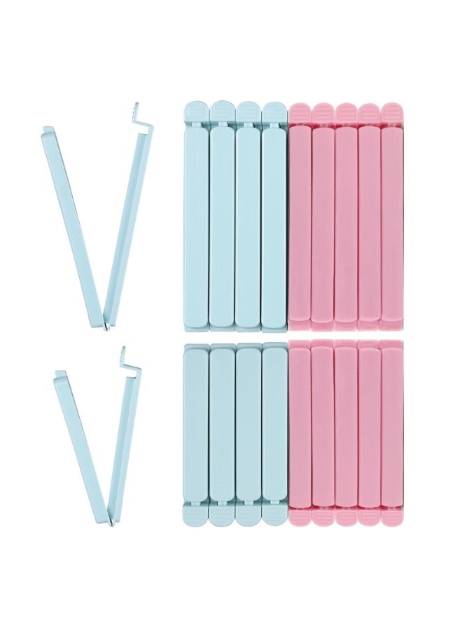 20-Piece Bread Bag Clip - Squeeze And Lock Food Bag Clip, Plastic Sealing Clip For Bread, Snacks, Potato Chips - Multiple Colors, Easy To Grip, Sealed And Sealed，Blue，Pink  - Image 1