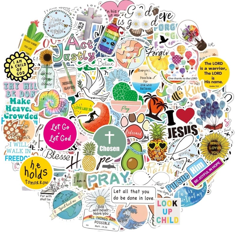 KASANYER 200Pcs Inspirational Christian Stickers for Vision Board Water Bottles Laptop, Vinyl Waterproof Jesus Bible Verse Stickers for Scrapbook Journaling Planner, Christian Easter Gifts for Kids - Image 1