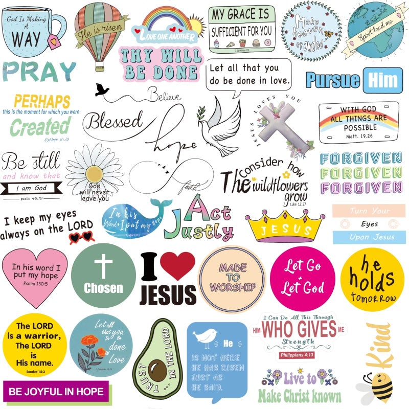 KASANYER 200Pcs Inspirational Christian Stickers for Vision Board Water Bottles Laptop, Vinyl Waterproof Jesus Bible Verse Stickers for Scrapbook Journaling Planner, Christian Easter Gifts for Kids - Image 3