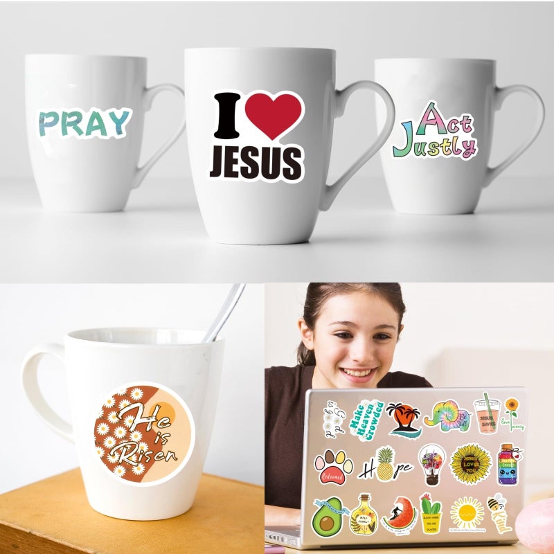 KASANYER 200Pcs Inspirational Christian Stickers for Vision Board Water Bottles Laptop, Vinyl Waterproof Jesus Bible Verse Stickers for Scrapbook Journaling Planner, Christian Easter Gifts for Kids - Image 5