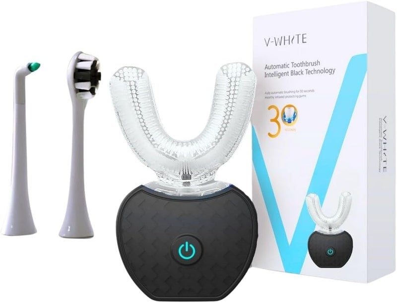V-White Ultrasonic U-Shaped Toothbrush for Teeth Whitening, Electric Toothbrush For Adults - 360° Mouth Cleansing, Hands Free Gums Protection - Wireless Charging & LED Light -Waterproof IPX7 Certified - Image 1