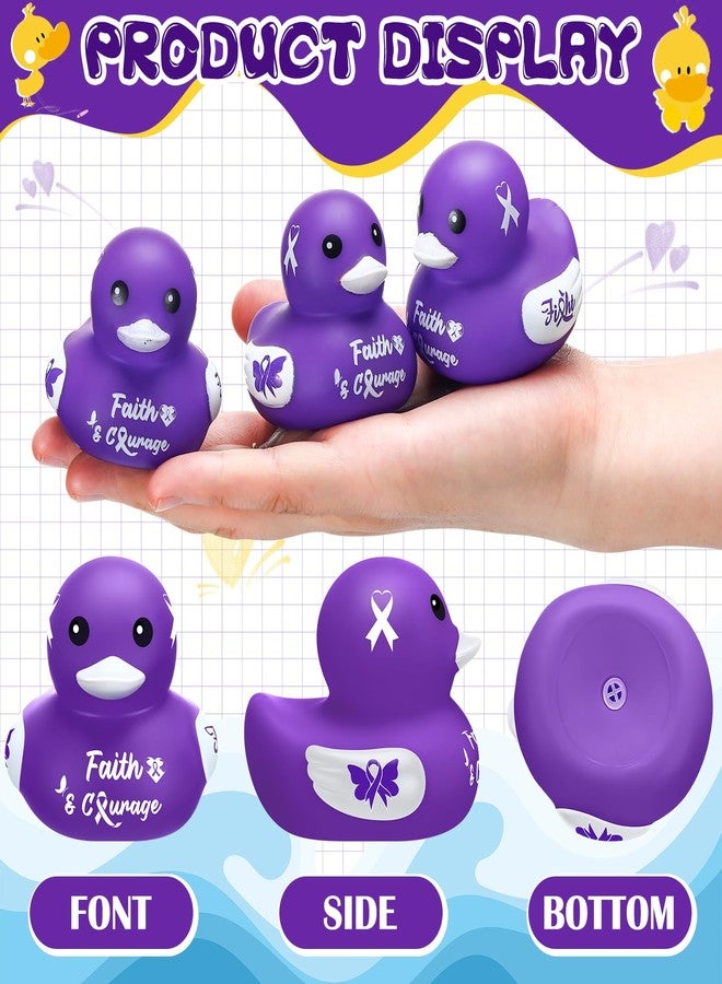 RoundFunny 60 Pcs Purple Ribbon Awareness Gifts Rubber Duck Bulk Domestic Violence Awareness Supplies with Purple Ribbon Gifts for Pancreatic Cancer Alzheimer's Epilepsy Fundraiser and Toys - Image 4