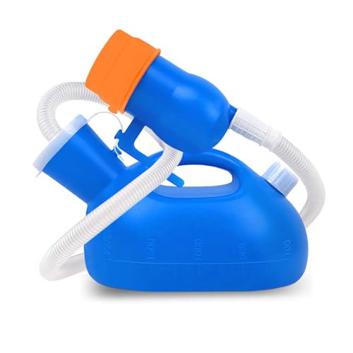 OOCOME Portable Urinals for Men Spill Proof, OOCOME Upgrade Male Urinal Bottle Spill Proof for Seniors, Bedside Urinal with Soft Funnel & Long Hose, for Hospital Wheelchair Bedridden Car and Travel Use - Image 1