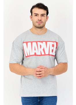 MARVEL Men Crew Neck Short Sleeves Graphic Print T-Shirt, Grey  - Image 1