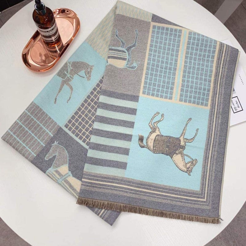 EXTREE Fashion Design Tie Scarfs for Women - Winter Warm Small Plaid Pointed Wool Scarf - Image 3