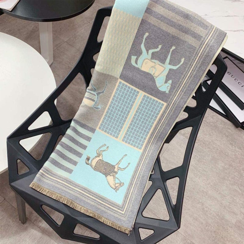 EXTREE Fashion Design Tie Scarfs for Women - Winter Warm Small Plaid Pointed Wool Scarf - Image 5