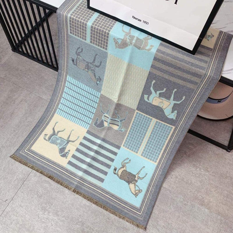 EXTREE Fashion Design Tie Scarfs for Women - Winter Warm Small Plaid Pointed Wool Scarf - Image 4