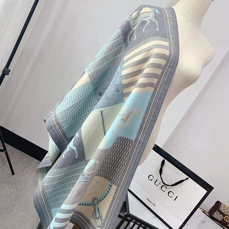 EXTREE Fashion Design Tie Scarfs for Women - Winter Warm Small Plaid Pointed Wool Scarf - Image 2