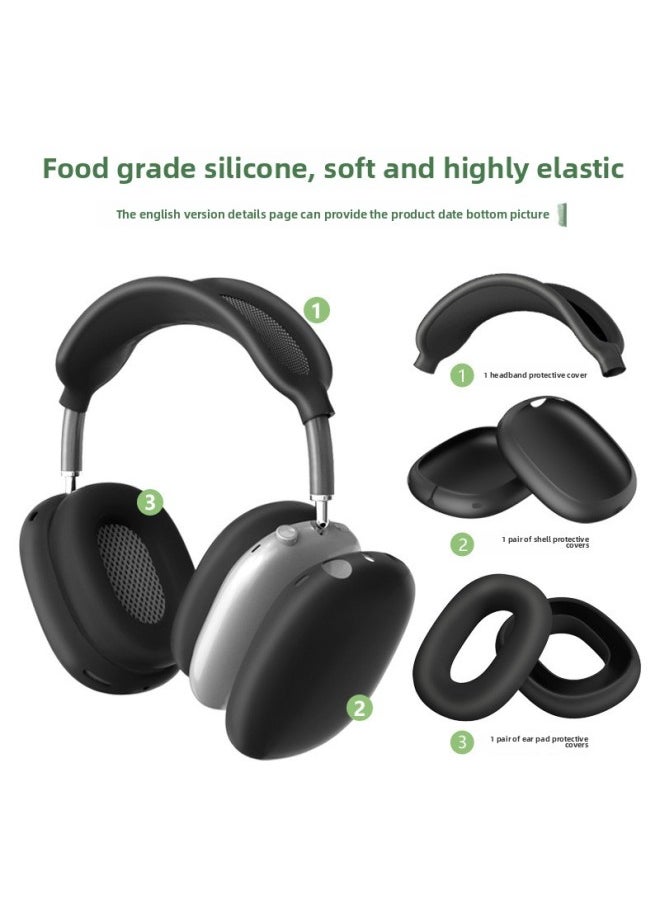 Generic - Suitable For Apple Headphone Case Airpods Max Protective Case Head-Mounted Earphone Case Silicone Protective Cover Case-Color:Max Transparent Midnight Blue 3-piece Set (TPU Shell Set * 1 Pair Of Head Beam Set * 1 Ear Pad Set * 1 Pair)-Applicable Model:AirPodsMax - Image 1