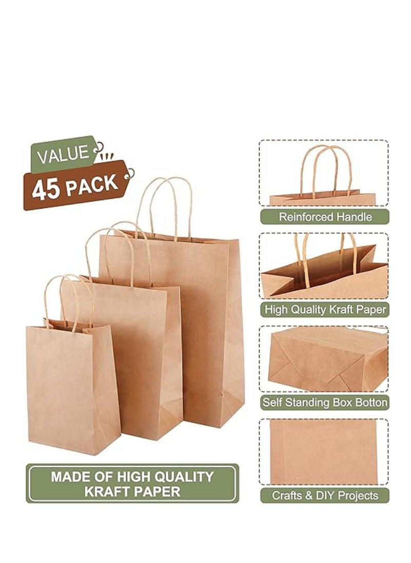 Generic 45pcs Brown Paper Bags with Handles Assorted Sizes Gift Bags Bulk, Kraft Paper Bags for Small Business Shopping Bags, Bags, Party Bags, Merchandise Bags, Favor Bags  - Image 3