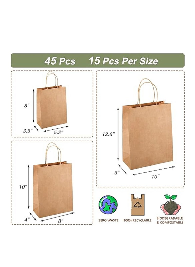 Generic 45pcs Brown Paper Bags with Handles Assorted Sizes Gift Bags Bulk, Kraft Paper Bags for Small Business Shopping Bags, Bags, Party Bags, Merchandise Bags, Favor Bags  - Image 2