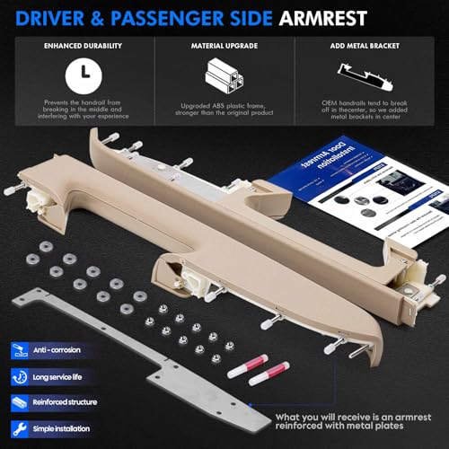 RHAOCZIYAUTO Left Driver & Right Passenger Side Armrest Repair Kit Fit for Chevy Silverado 1500 2500HD 3500HD 2010-2014 For GMC Sierra 1500 2500 HD 3500 HD 2010-2014 Door Panel with Release Handle Below Armrest - Image 4