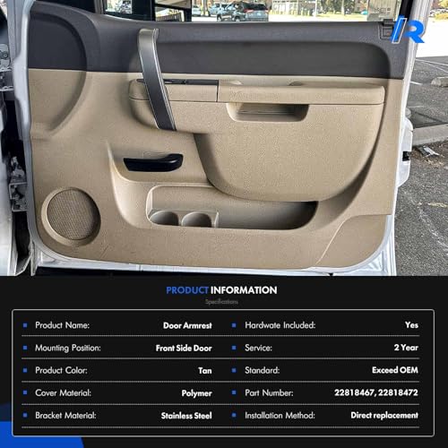 RHAOCZIYAUTO Left Driver & Right Passenger Side Armrest Repair Kit Fit for Chevy Silverado 1500 2500HD 3500HD 2010-2014 For GMC Sierra 1500 2500 HD 3500 HD 2010-2014 Door Panel with Release Handle Below Armrest - Image 5