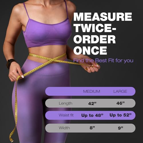 ActiveGear Waist Trainer for Women & Men - Sweat Band Waist Trimmer Belt for a Toned Look - Reinforced Trim and Extra Secure Fastening (Purple Hem, Medium: 8” x 42”) - Image 4