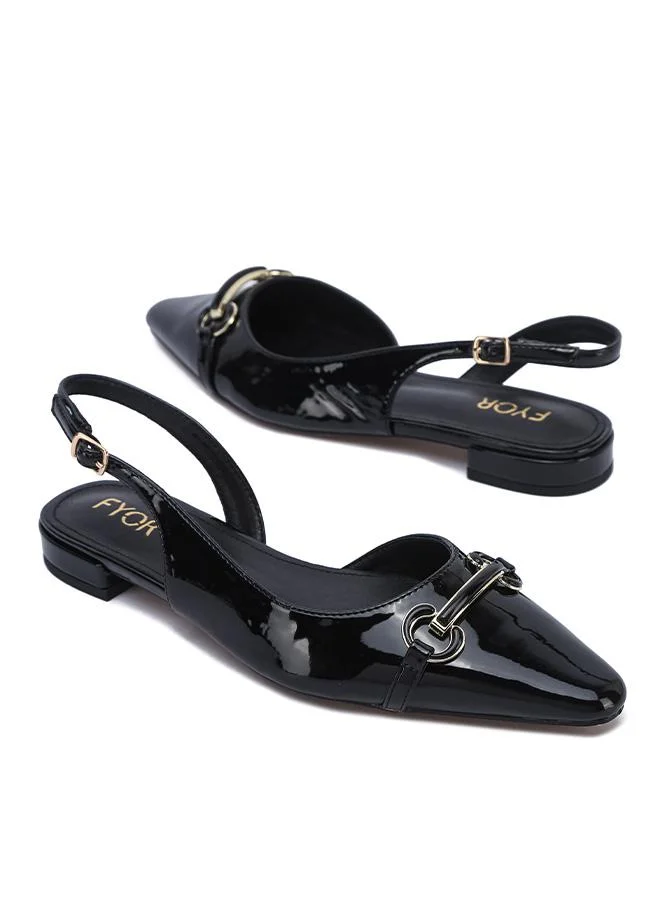 Fyor  Stylish Glossy Buckle Slingback Flat CD 005 for Women | Best Price UAE