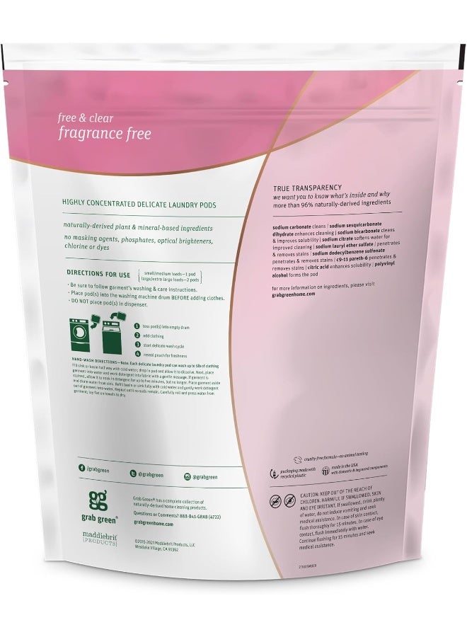 Grab Green Delicate Laundry Detergent Pods, 60 Count, Fragrance Free, Plant and Mineral Based, Gently Cleans, Eliminates Stains, Ideal for Fine Fabrics - Image 2