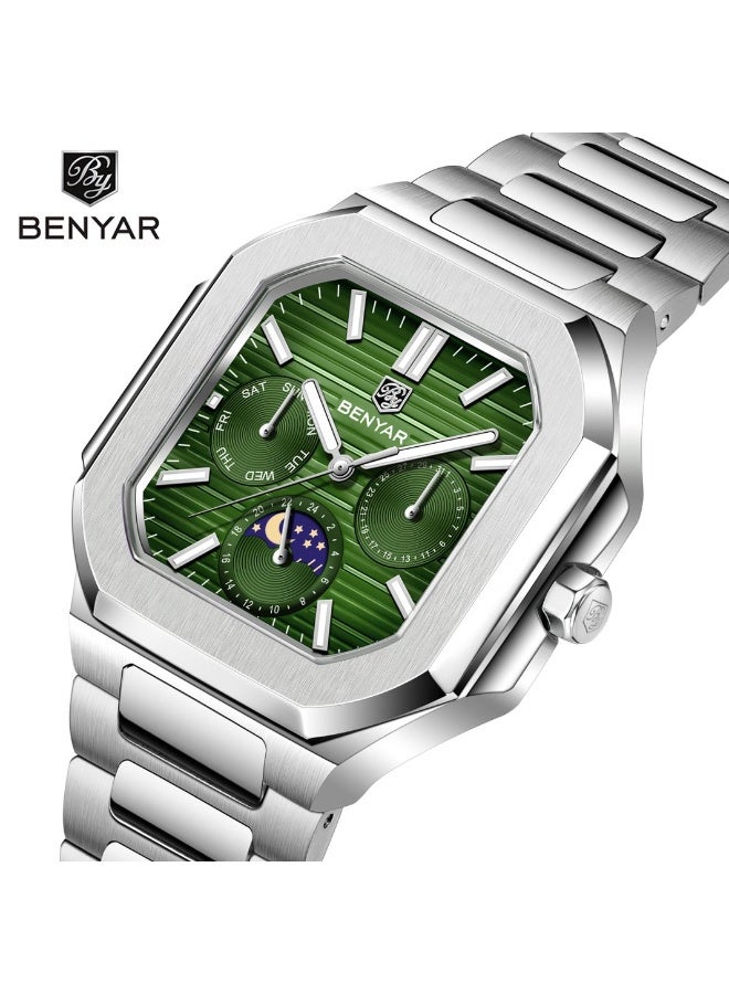 BENYAR Watches for Men Watch Luxury Stainless Steel Quartz Water Resistant Watch 5221 - Image 2