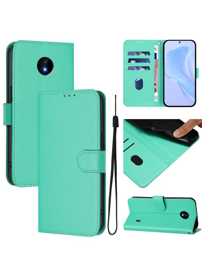 S-TOP Case For Nokia C10 / C20 Skin Feel Solid Color Leather Phone Case with Lanyard - Image 1