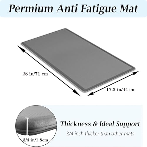Artnice Kitchen Floor Mats Cushioned Anti Fatigue Mat, Waterproof Standing Desk Mat, 0.75" Heavy Duty Non-Slip Kitchen Rugs for Sink, Work Station, Office(17.3" x 28",Grey) - Image 2