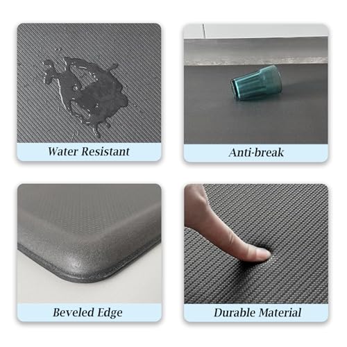 Artnice Kitchen Floor Mats Cushioned Anti Fatigue Mat, Waterproof Standing Desk Mat, 0.75" Heavy Duty Non-Slip Kitchen Rugs for Sink, Work Station, Office(17.3" x 28",Grey) - Image 5