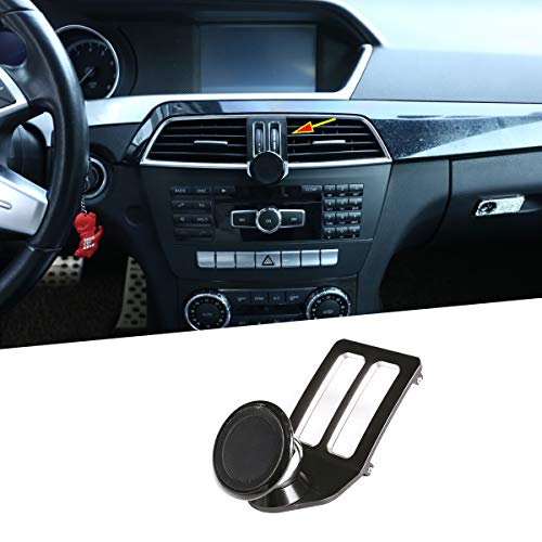 CHEYA Black Aluminum Alloy Car Center Air Vent Mobile Phone Holder Accessories for Mercedes Benz C Class W204 C180 C200 2008-2013 - Image 1