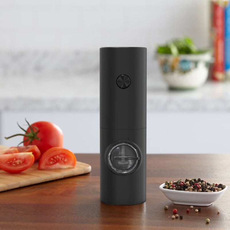 DRIXTY Electric Salt and Pepper Grinder Battery Operated Stainless Steel Pepper Mill with Light Push Button OneHand Operation Adjustable Coarseness - Image 2