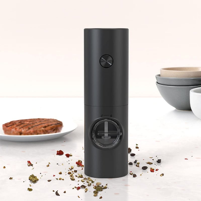 DRIXTY Electric Salt and Pepper Grinder Battery Operated Stainless Steel Pepper Mill with Light Push Button OneHand Operation Adjustable Coarseness - Image 1