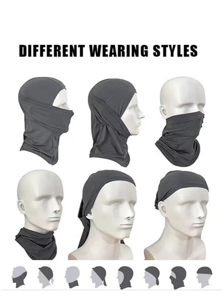 PYC Men Women Balaclava Uv Protection Full Face Sunscreen Mask, Omnidirectional Covering Ice Silk Polyester Breathable Sunscreen Shawl Face Covering, Lightweight Sports Protection Cover (Dark Grey)  - Image 3
