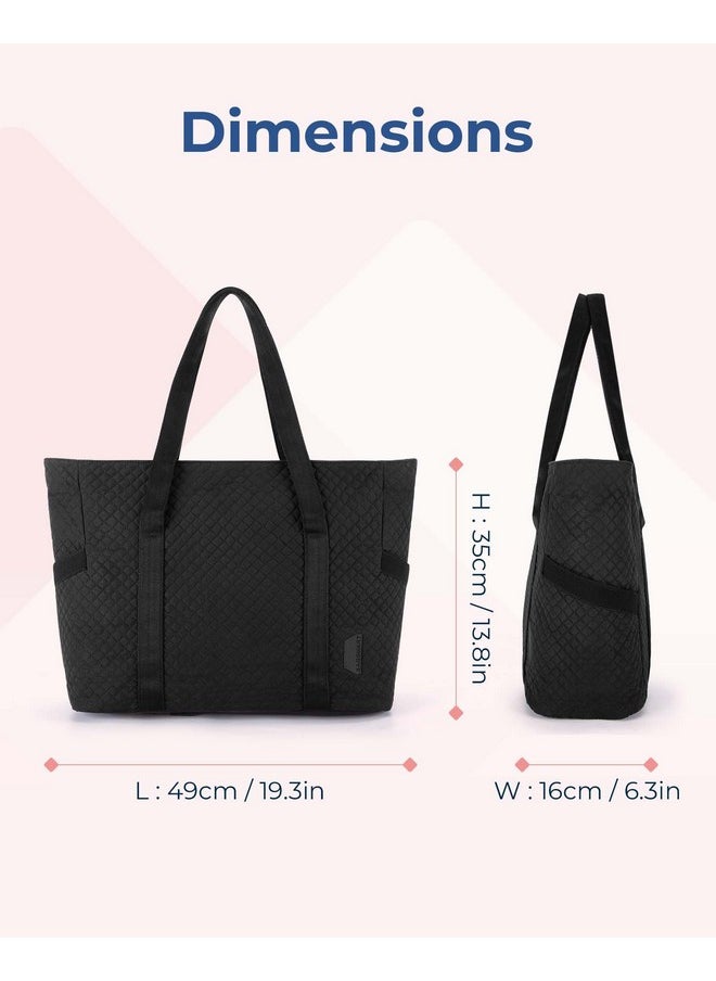 BAGSMART BAGSMART Large Tote Bag For Women, Travel Shoulder Bag Top Handle Handbag with Yoga Mat Buckle for Gym, Work, Travel(Black, Large  - Image 3