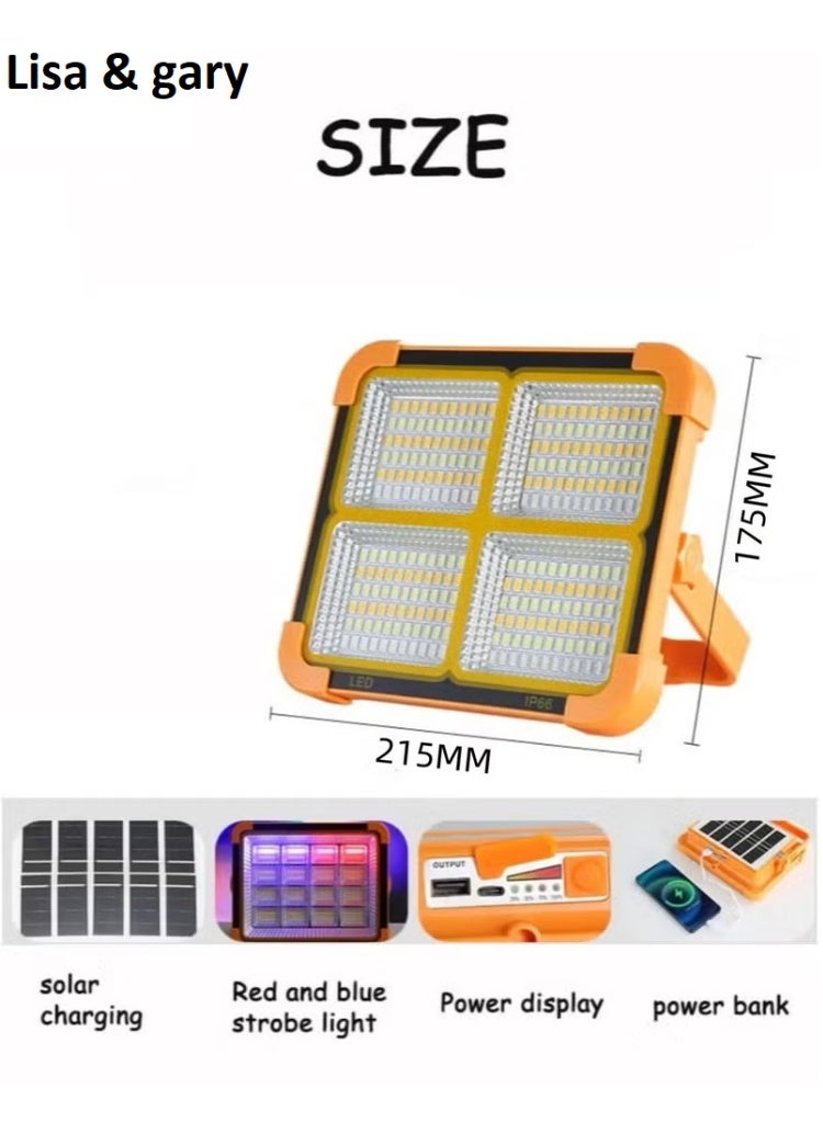 Lisa & Gary emergency light solar，handheld flashlight，Waterproof solar light, LED light,portable led rechargeable，solar light，solar lamp outdoor，solar lights outdoor，solar lights，led light white solar，rechargeable power bank, portable super bright floodlight, wireless floor/hanging type, suitable for emergency lighting during power outages and outdoor camping. - Image 1