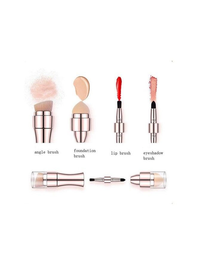 Bling Toman 4 In 1 Makeup Brush Set Eyeshadow Eye Lip Face Concealing Blush Foundation Brush Brochas De Maquillaje Mini Travel Makeup Brushes (Rose Gold Brush)  - Image 3