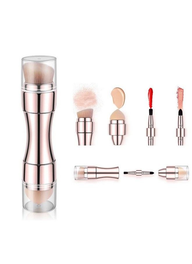 Bling Toman 4 In 1 Makeup Brush Set Eyeshadow Eye Lip Face Concealing Blush Foundation Brush Brochas De Maquillaje Mini Travel Makeup Brushes (Rose Gold Brush)  - Image 2