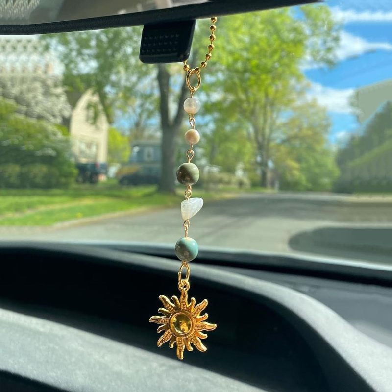Car Sun Hanging 7 Inch Handmade Healing Crystal - Unique Boho Style Rearview Mirror Accessory for Vehicle Interior Decor & Car Gift - Image 2