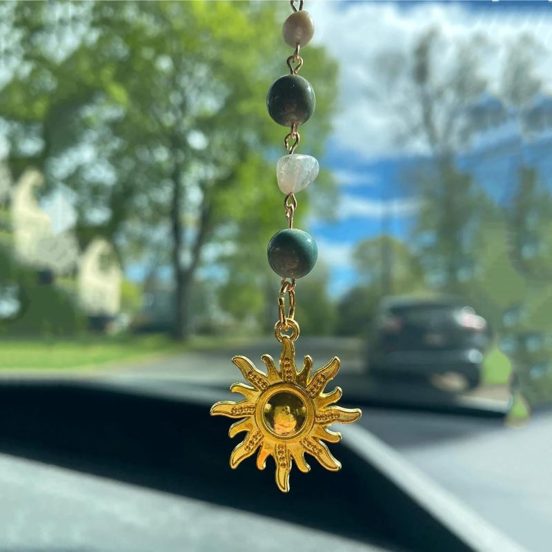 Car Sun Hanging 7 Inch Handmade Healing Crystal - Unique Boho Style Rearview Mirror Accessory for Vehicle Interior Decor & Car Gift - Image 5