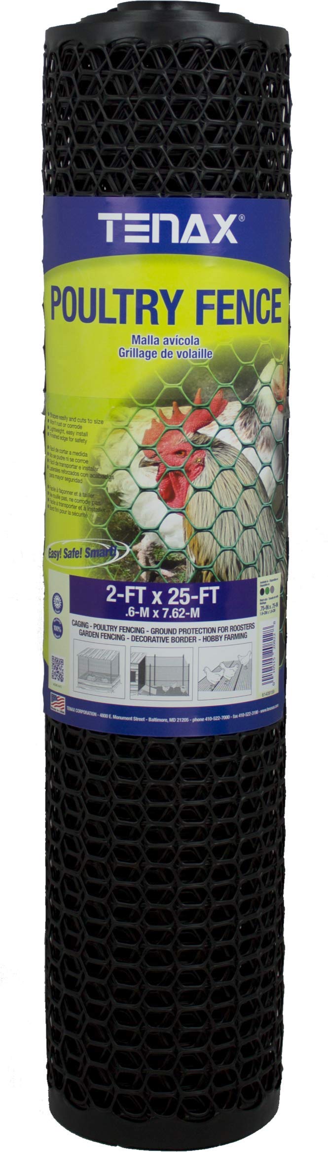 Tenax 72120548 Poultry Fence, 2' x 25', Black - Image 1