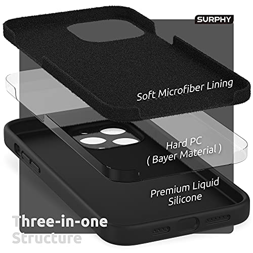 SURPHY Compatible with iPhone 13 Pro Max Case with Screen Protector, (Camera Protection + Soft Microfiber Lining) Liquid Silicone Phone Case 6.7 inch 2021, Black - Image 5