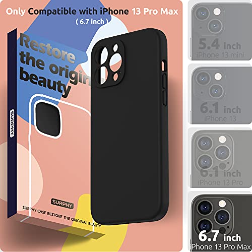 SURPHY Compatible with iPhone 13 Pro Max Case with Screen Protector, (Camera Protection + Soft Microfiber Lining) Liquid Silicone Phone Case 6.7 inch 2021, Black - Image 2