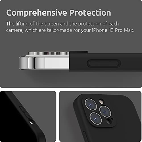 SURPHY Compatible with iPhone 13 Pro Max Case with Screen Protector, (Camera Protection + Soft Microfiber Lining) Liquid Silicone Phone Case 6.7 inch 2021, Black - Image 4