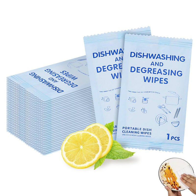 Hipruict Portable Cleaning Wipes 100 Count Dish Soap Disposable Wipes Individually Wrapped Dish Wipe for Travel and Camping Quick Cleaningups