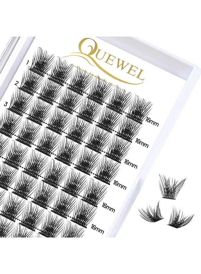 QUEWEL Cluster Lashes 72 Pcs Wide Stem Individual Lashes C/D Curl 8 16Mm Length Diy Eyelash Extension False Eyelashes Fluffy Styles Soft For Personal Makeup Use At Home (Fluffy D 16) - Image 1