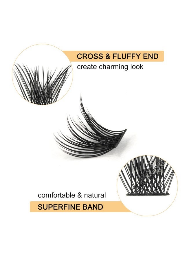 QUEWEL Cluster Lashes 72 Pcs Wide Stem Individual Lashes C/D Curl 8 16Mm Length Diy Eyelash Extension False Eyelashes Fluffy Styles Soft For Personal Makeup Use At Home (Fluffy D 16) - Image 5