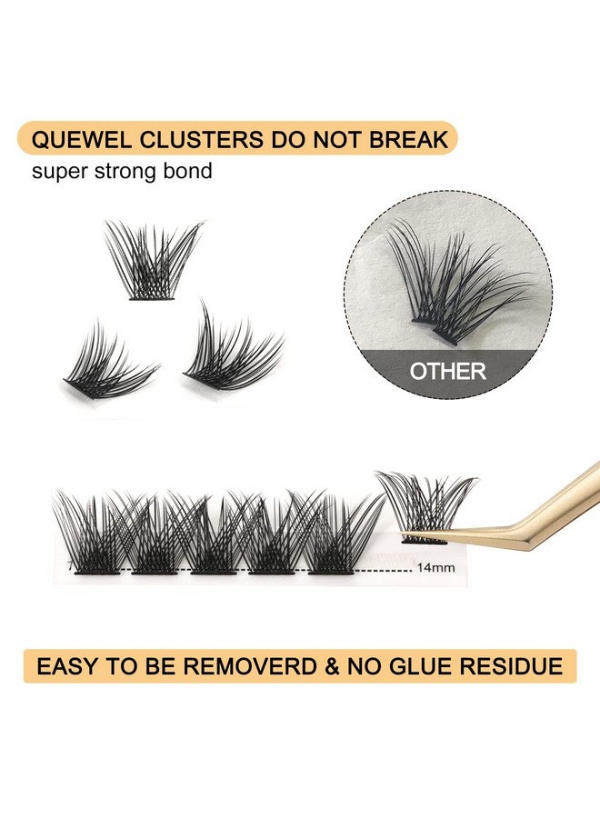 QUEWEL Cluster Lashes 72 Pcs Wide Stem Individual Lashes C/D Curl 8 16Mm Length Diy Eyelash Extension False Eyelashes Fluffy Styles Soft For Personal Makeup Use At Home (Fluffy D 16) - Image 4