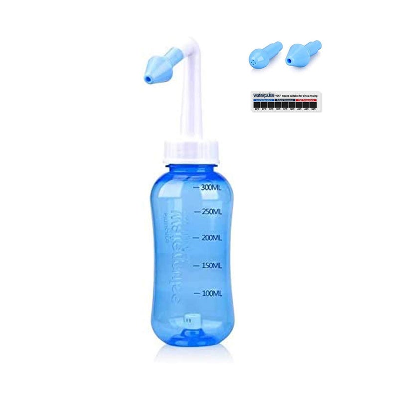 WATERPULSE Neti Pot, Neti Pot Sinus Rinsing,300ml Neti Pot Sinus Rinsing Kit with Thermometer Sticker for Adult & Kid BPA Free (300ml) - Image 1