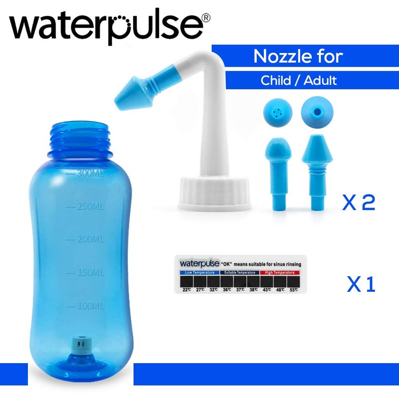 WATERPULSE Neti Pot, Neti Pot Sinus Rinsing,300ml Neti Pot Sinus Rinsing Kit with Thermometer Sticker for Adult & Kid BPA Free (300ml) - Image 2