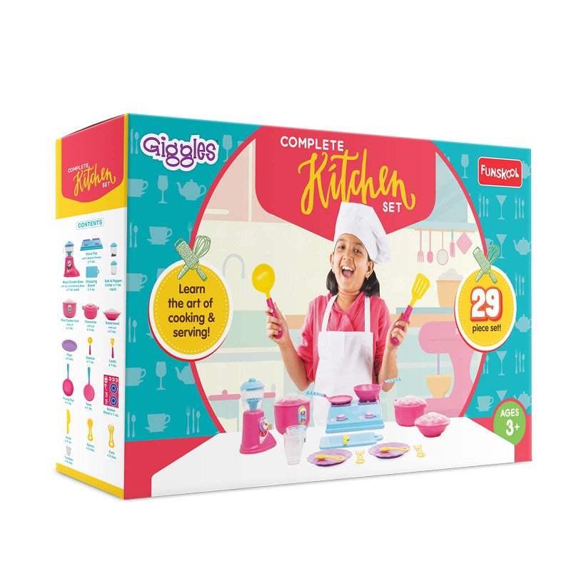 Giggles Funskool Complete Kithcen Playset, Realistic Pretend Cooking Toy for Kids, Encourages Learning & Development, Fun Activity for Babies, Gift Set for Girls, Age 3+ Years - Image 4