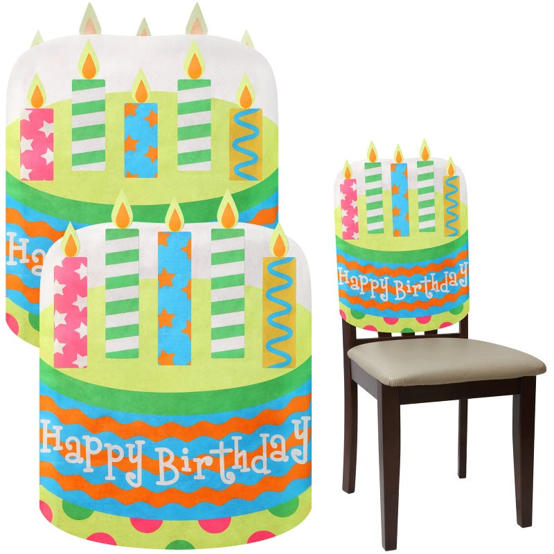 Tegeme Birthday Chair Cover 2 Pieces Kids Chair Cover Classroom Seat Decorations for Party Home School OfficeBlue