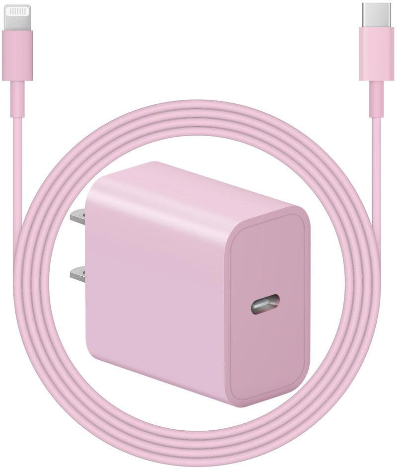 ROMITAZ iPhone Charger Super Fast Charging 20W PD Power Wall Charger with 6FT Charging Cable Compatible iPhone 14/14 Pro Max/13/13 Pro Max/12/12 Pro/12 Pro Max/11/11 Pro iPad(Pink) - Image 1