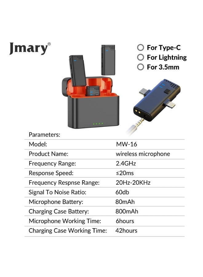 Jmary MW-16 Wireless Microphone for mobile and camera 3in1 - Image 3