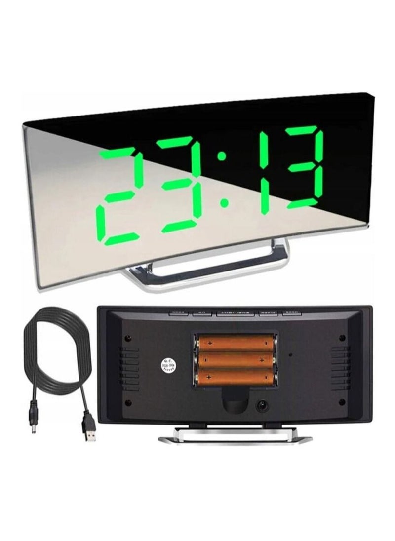 Generic - Vertical Green Letter Electronic Clock LED Alarm Clock Mirror - Image 1