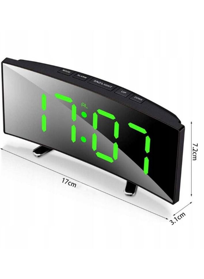 Generic - Vertical Green Letter Electronic Clock LED Alarm Clock Mirror - Image 1